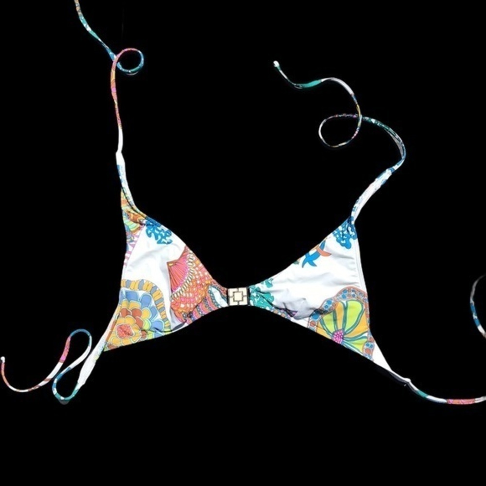 Trina Turk Triangle Floral Print Tie Bikini Top